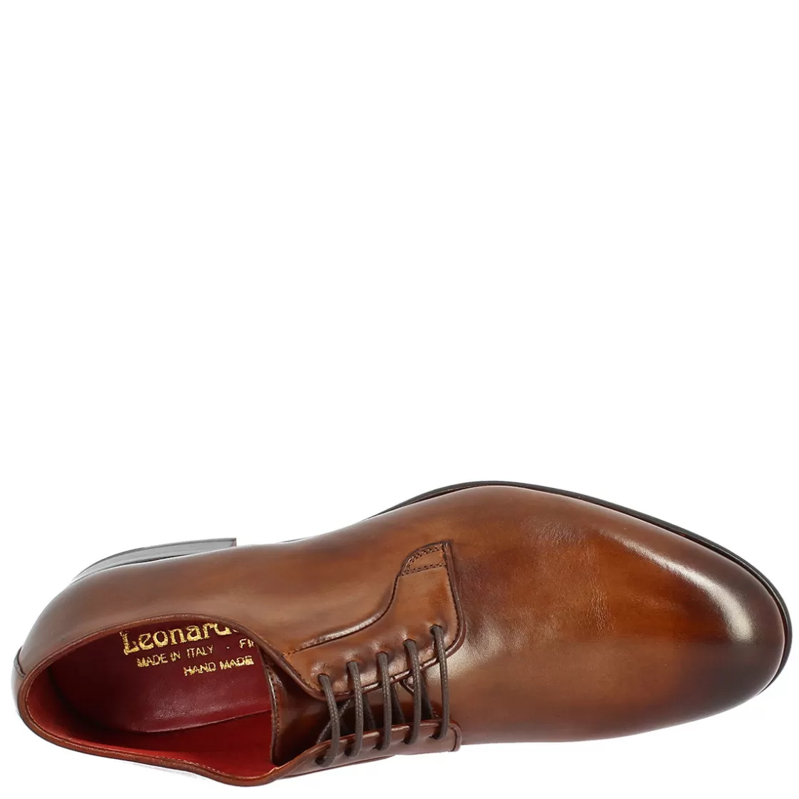 Cheap Leonardo Shoes Scarpe Da Uomo Stringate Fatte A Mano In Pelle Brandy Marrone
