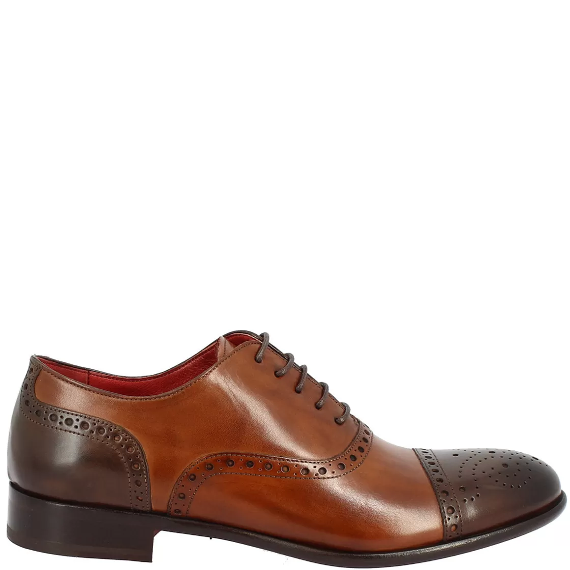 Store Leonardo Shoes Scarpe Da Uomo Stringate Francesine Fatte A Mano In Pelle Montecarlo Brandy E Moro Marrone