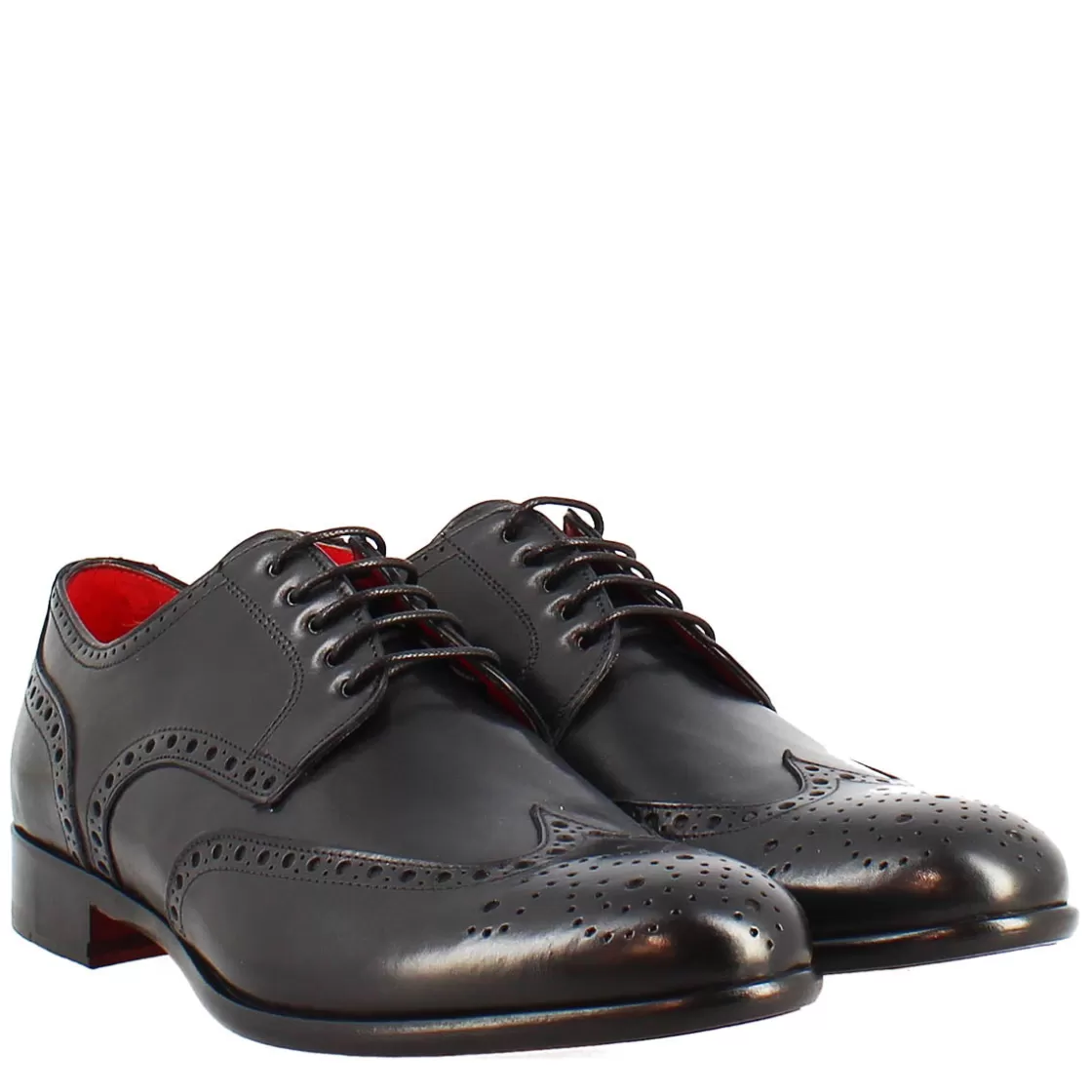 Flash Sale Leonardo Shoes Scarpe Francesine Brogue Da Uomo Fatte A Mano In Pelle Colore Nero