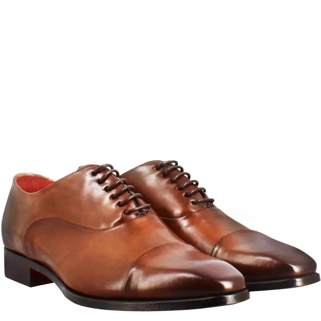 Best Leonardo Shoes Scarpe Francesine Con Puntale In Pelle Color Brandy Marrone
