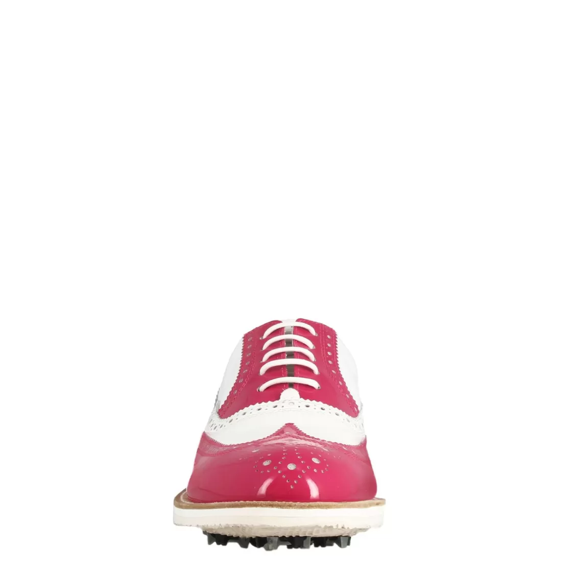 Hot Leonardo Shoes Scarpe Golf Da Donna Fatte A Mano In Pelle Lucida Colore Bianco . Rosa