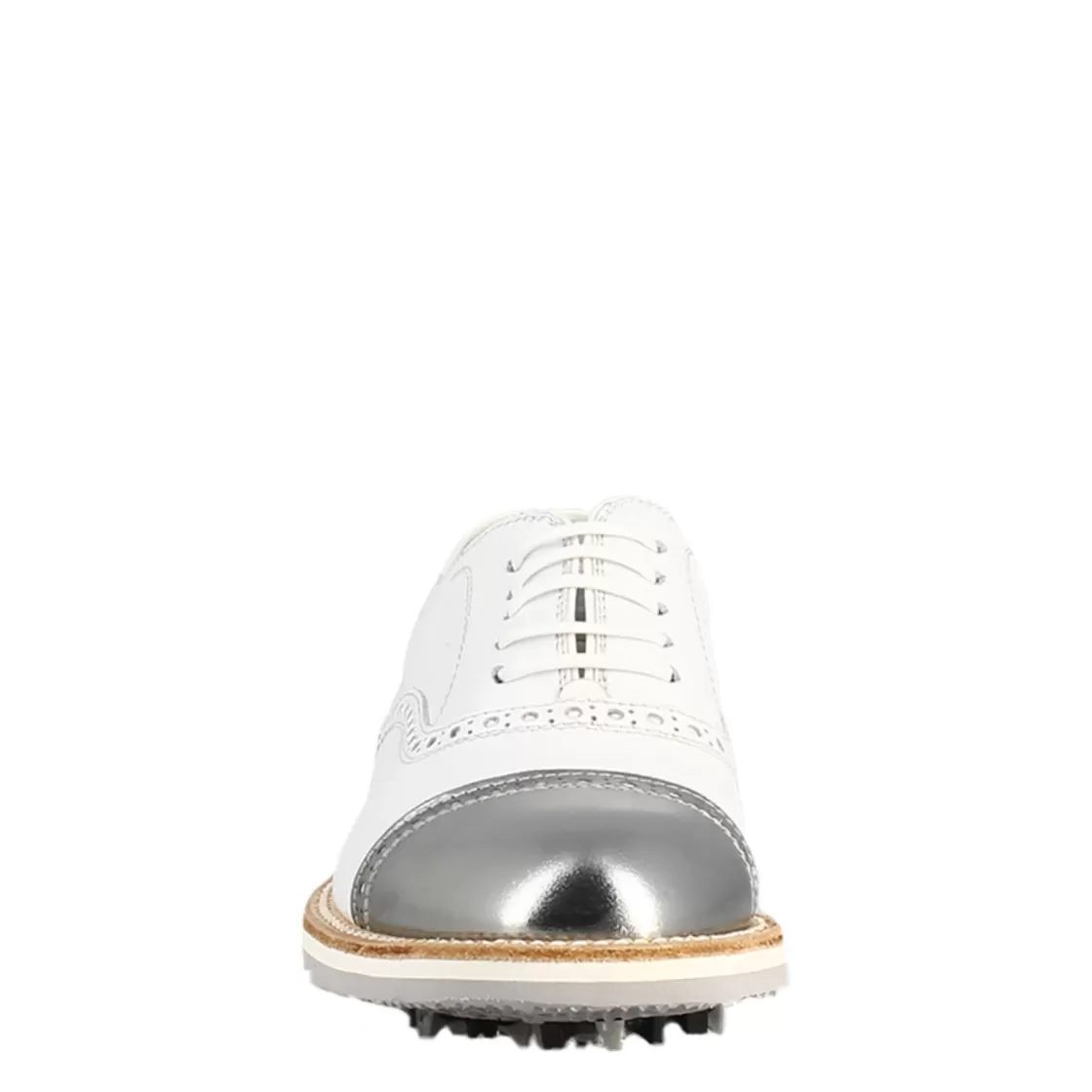 Fashion Leonardo Shoes Scarpe Golf Da Uomo Artigianali In Pelle E Dettagli In Argento Bianco