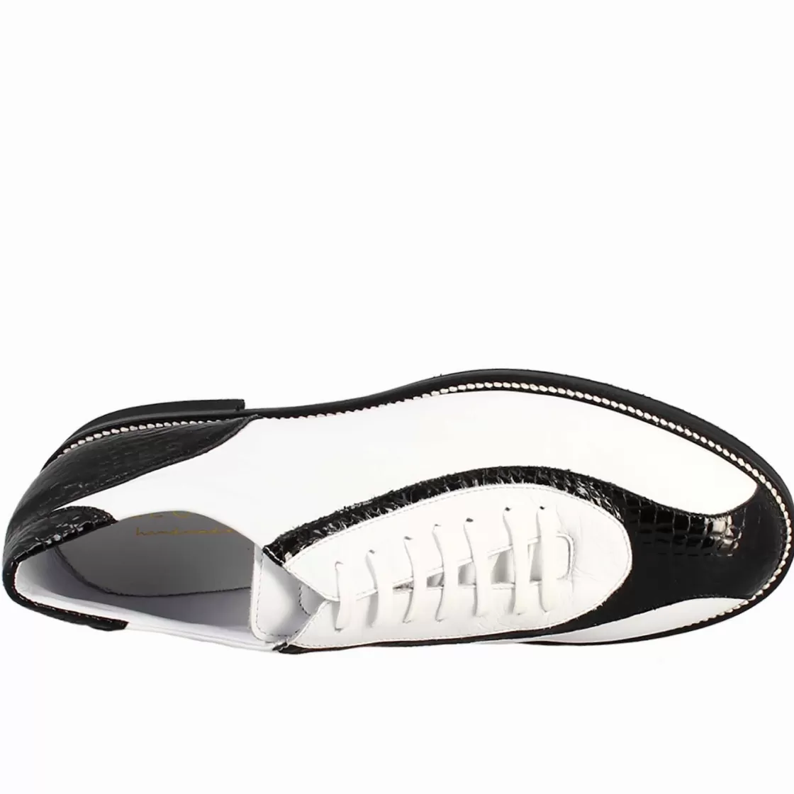 Cheap Leonardo Shoes Scarpe Golf Da Uomo Artigianali In Pelle E Dettagli In Cocco Nero Bianco