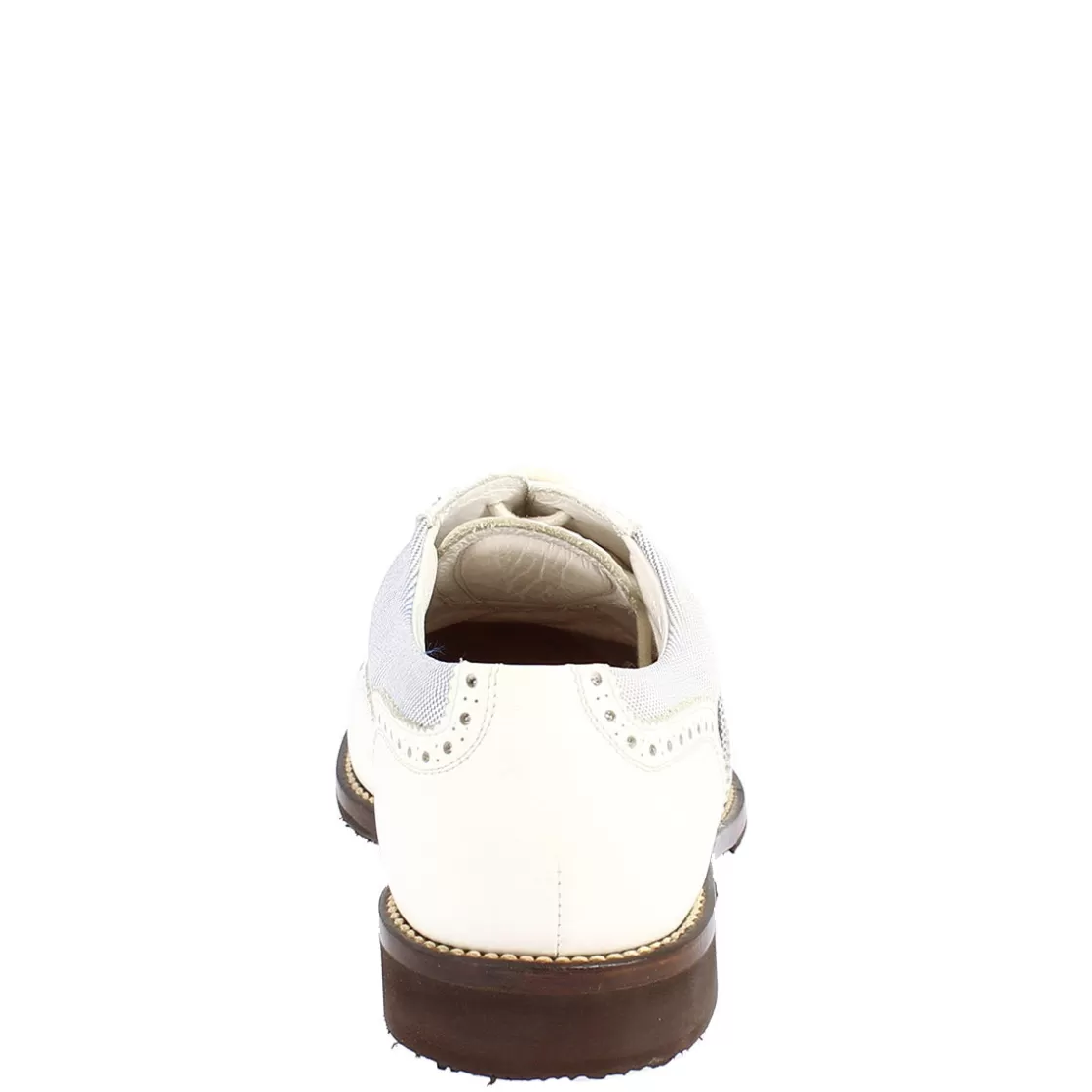 Online Leonardo Shoes Scarpe Golf Donna Estive Fatte A Mano In Pelle Bianca E Tessuto Bianco
