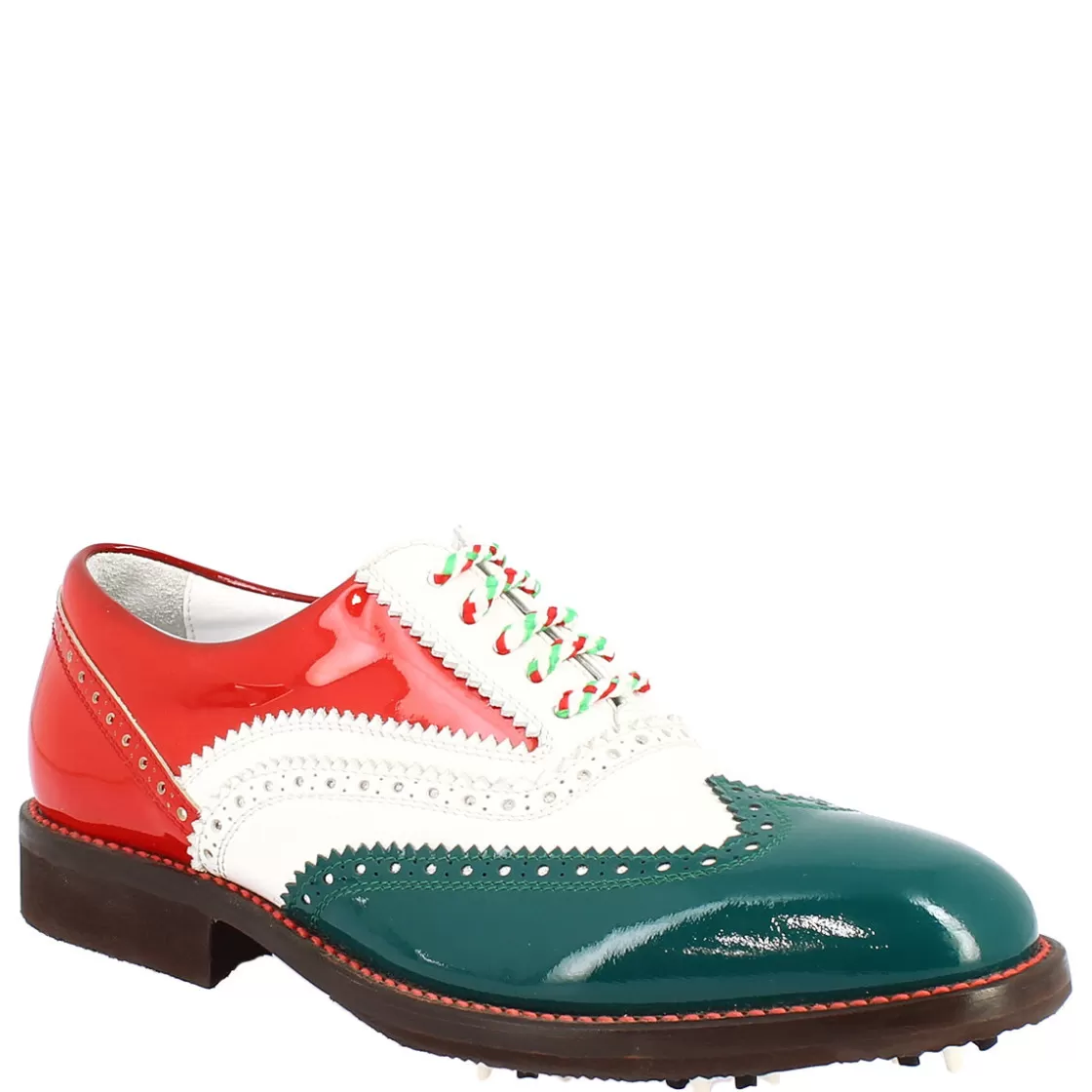 Cheap Leonardo Shoes Scarpe Golf Donna Fatte A Mano Nei Colori Della Bandiera Italiana Multicolor