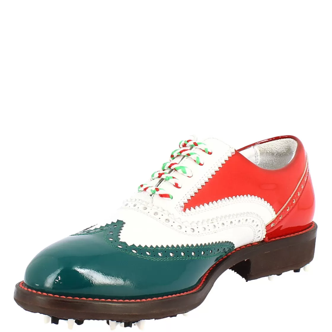 Cheap Leonardo Shoes Scarpe Golf Donna Fatte A Mano Nei Colori Della Bandiera Italiana Multicolor