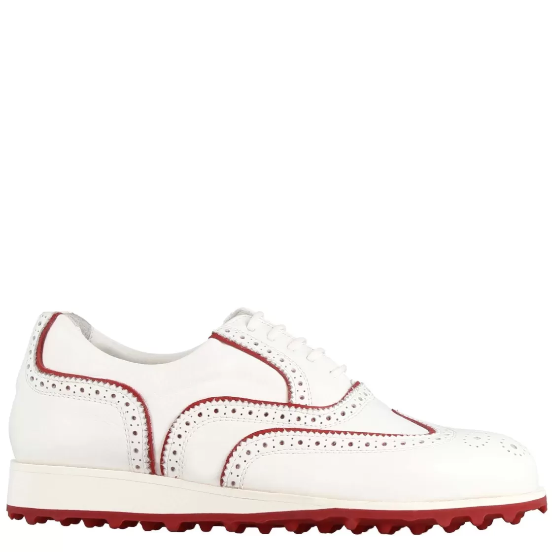 Sale Leonardo Shoes Scarpe Golf Fatte A Mano Da Uomo In Pelle Colore Con Dettagli Colore Rosso. Bianco