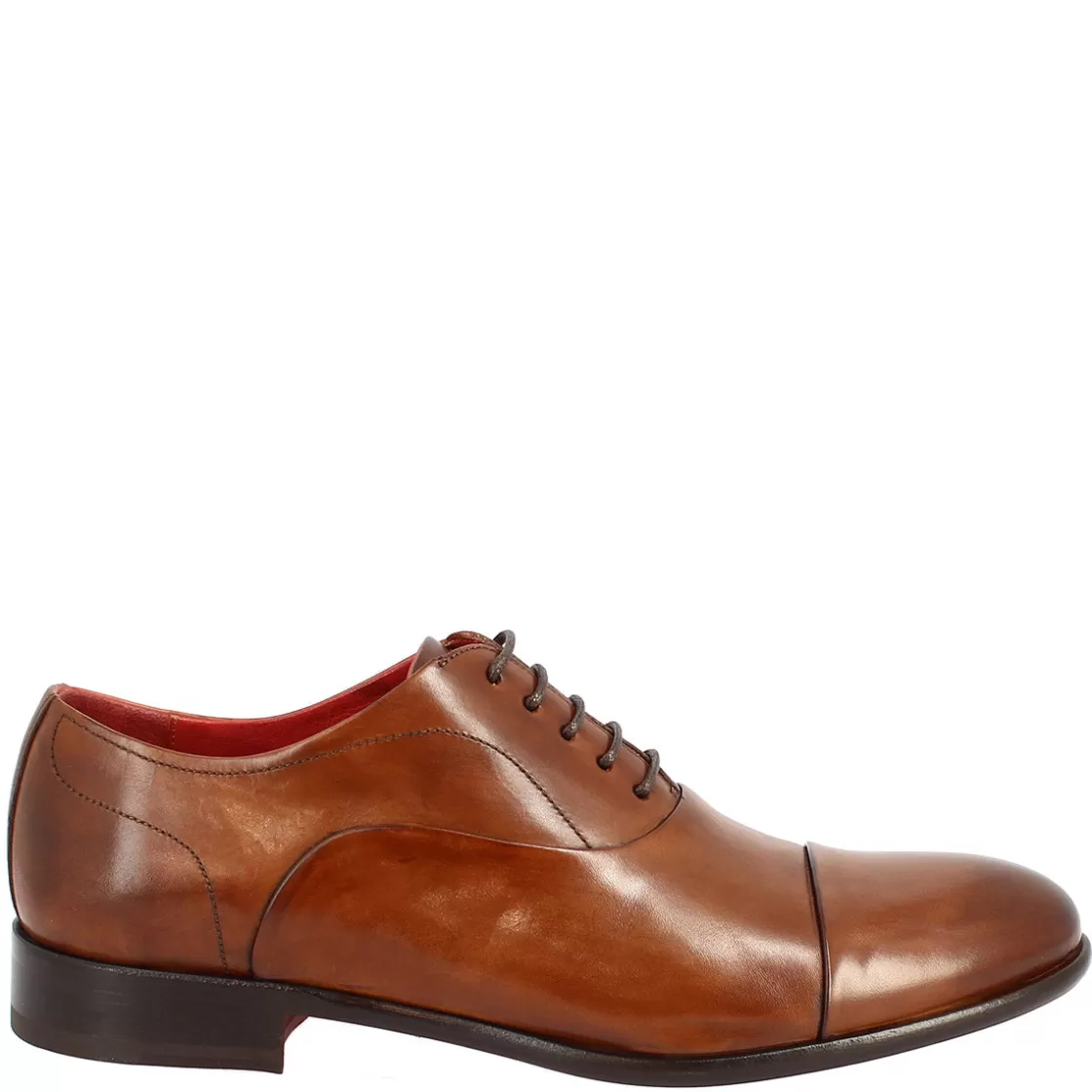 Outlet Leonardo Shoes Scarpe Stringate Da Uomo Francesine Fatte A Mano In Pelle Brandy Marrone
