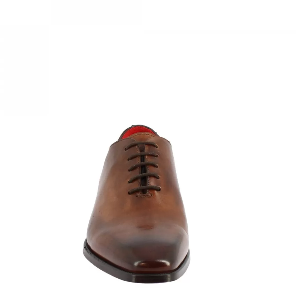 Shop Leonardo Shoes Scarpe Wholecut Da Uomo Artigianali Punta Squadrata In Pelle Delavè Brandy Marrone