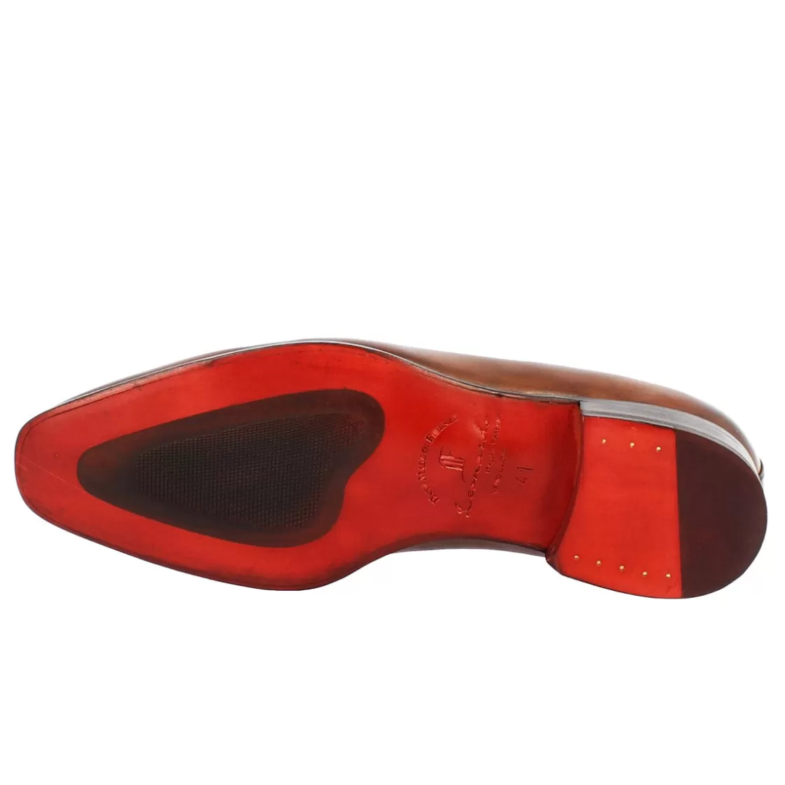 Shop Leonardo Shoes Scarpe Wholecut Da Uomo Artigianali Punta Squadrata In Pelle Delavè Brandy Marrone