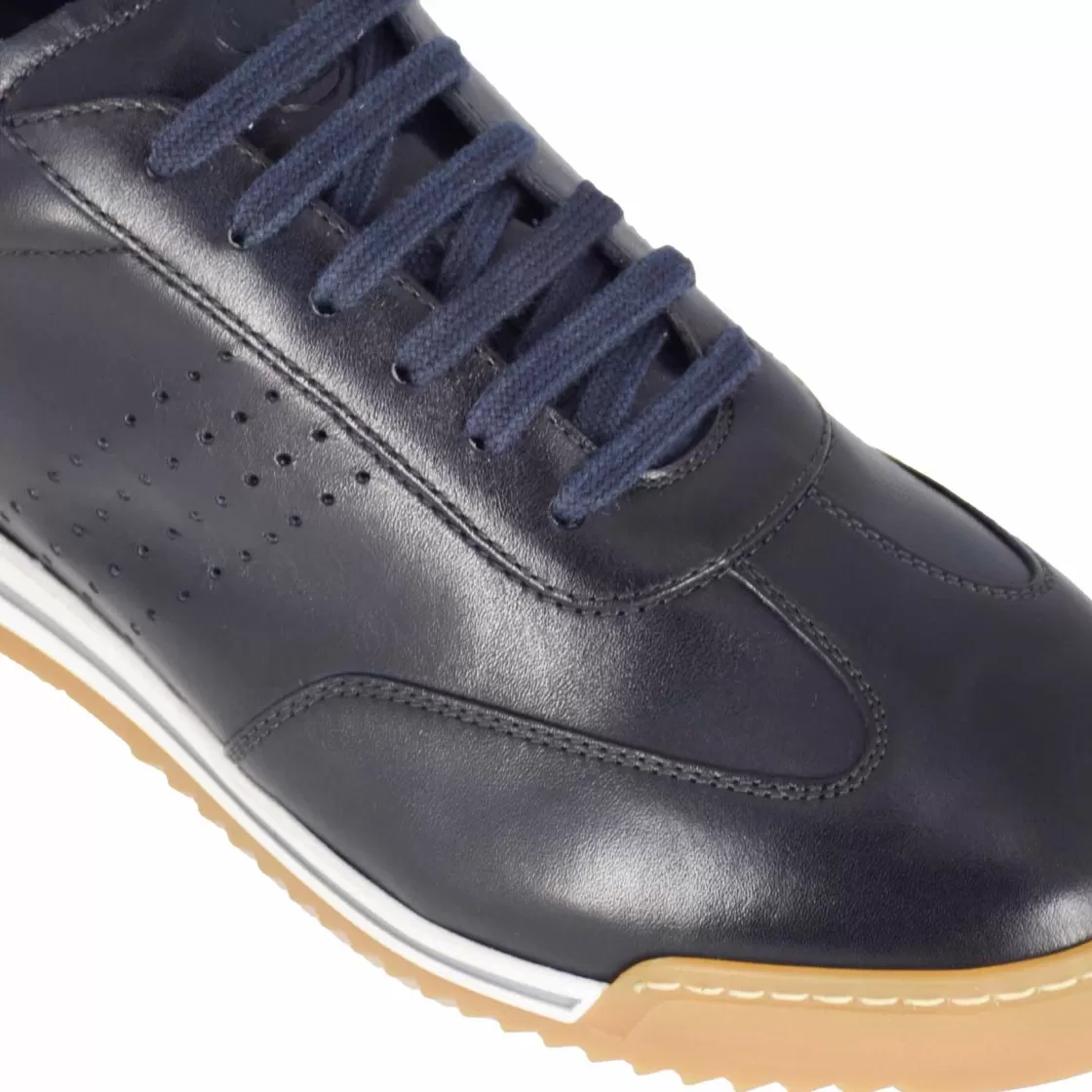 Hot Leonardo Shoes Sneaker Casual Da Uomo In Pelle Colore Blu