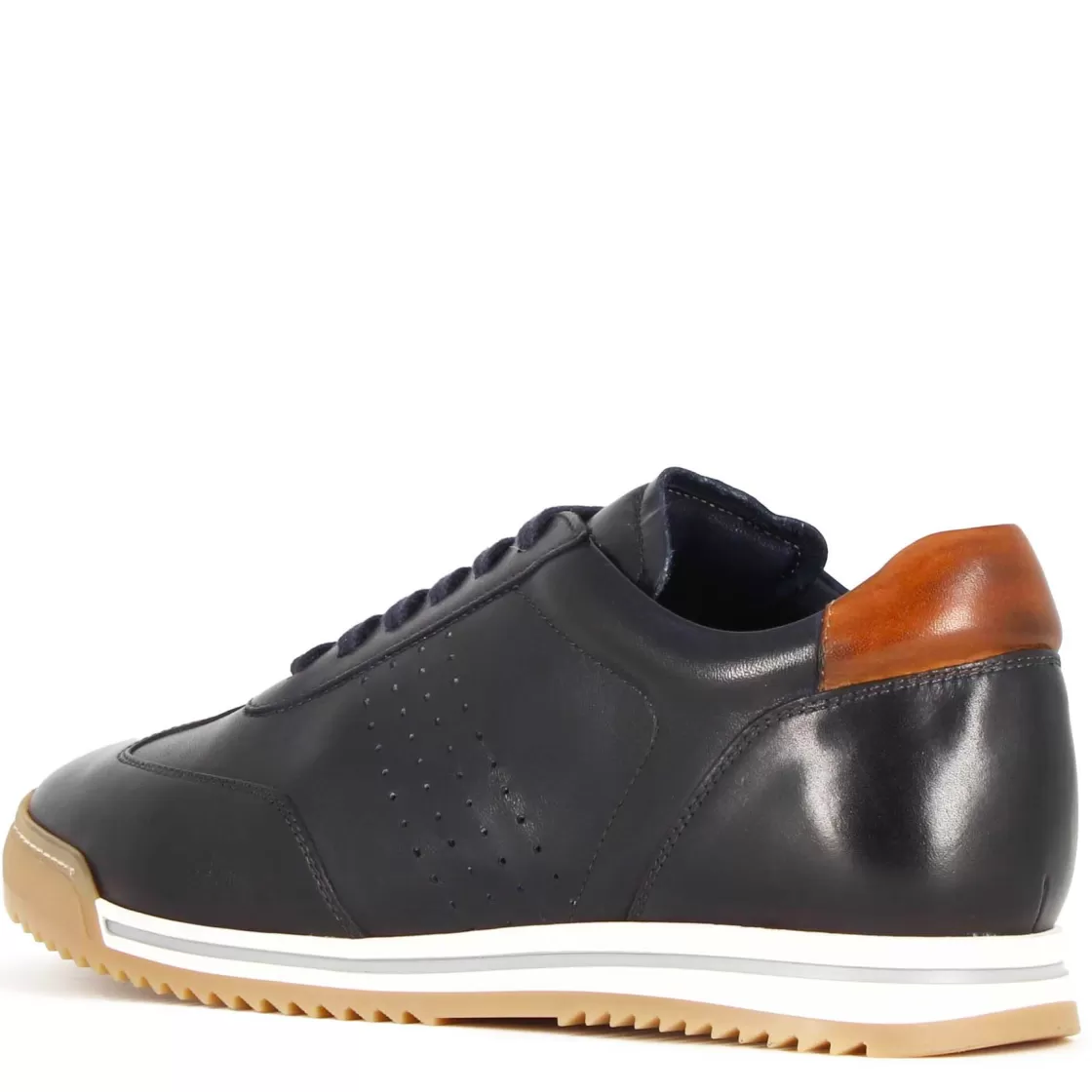 Hot Leonardo Shoes Sneaker Casual Da Uomo In Pelle Colore Blu