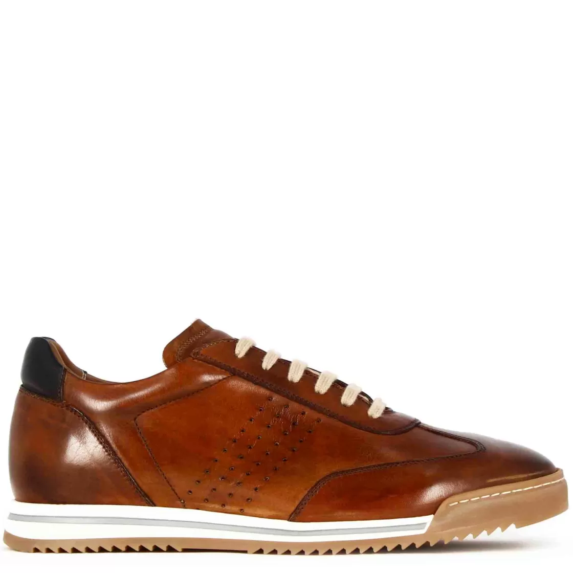 Outlet Leonardo Shoes Sneaker Casual Da Uomo In Pelle Colore Marrone Chiaro