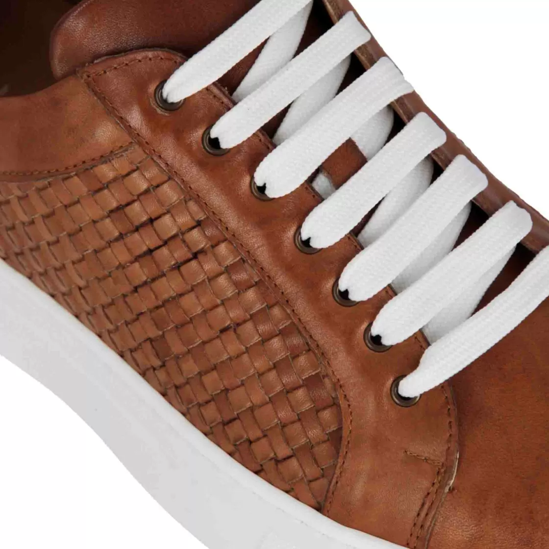Best Sale Leonardo Shoes Sneaker Casual Da Uomo In Pelle Intrecciata Colore Marrone