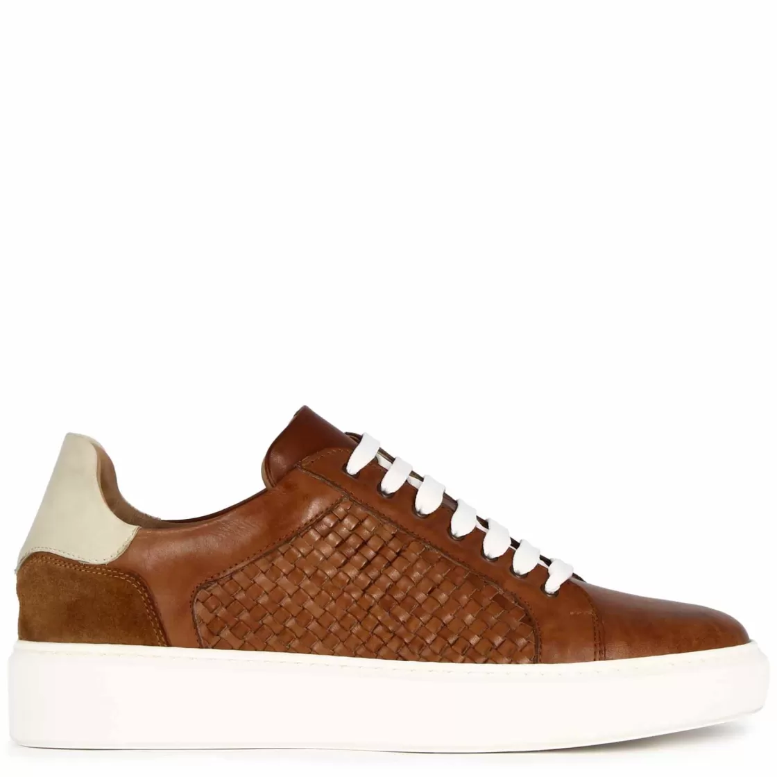 Best Sale Leonardo Shoes Sneaker Casual Da Uomo In Pelle Intrecciata Colore Marrone