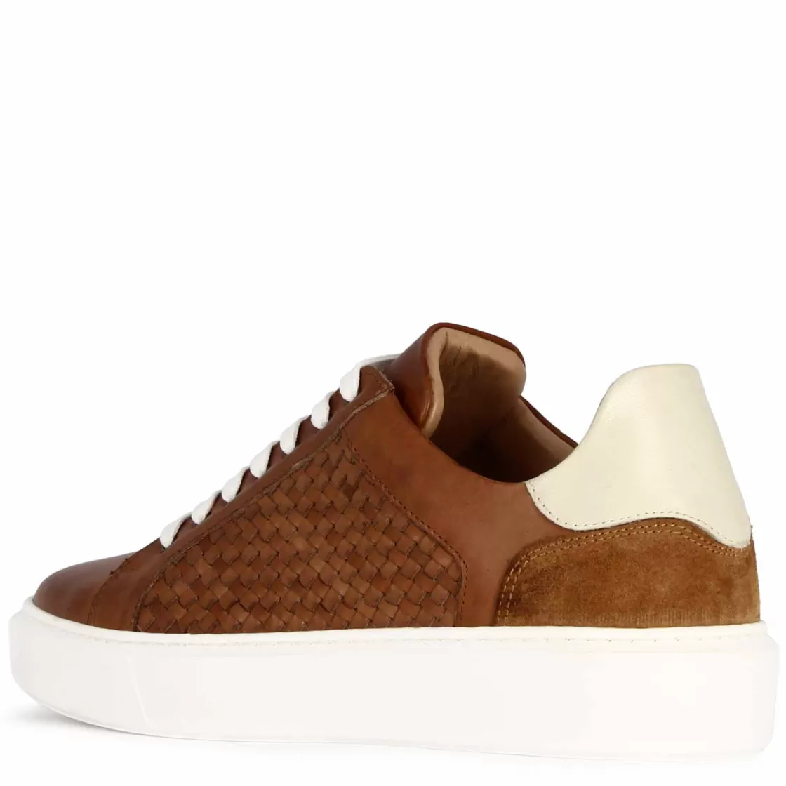 Best Sale Leonardo Shoes Sneaker Casual Da Uomo In Pelle Intrecciata Colore Marrone