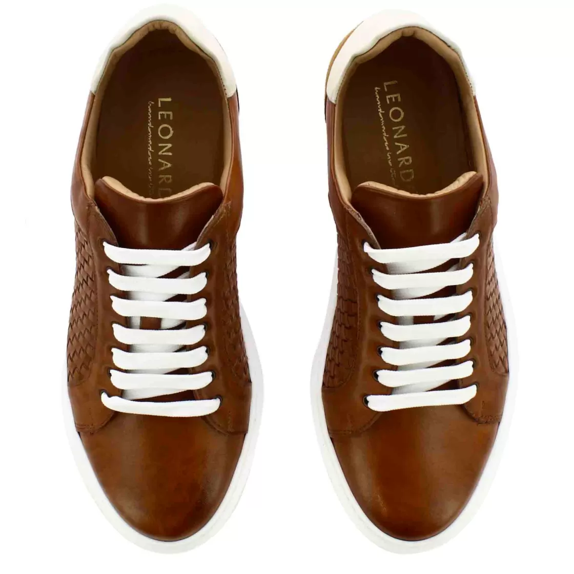 Best Sale Leonardo Shoes Sneaker Casual Da Uomo In Pelle Intrecciata Colore Marrone
