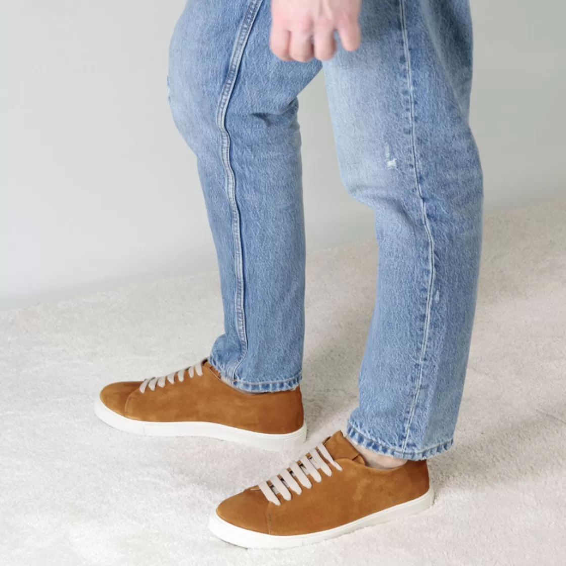 Cheap Leonardo Shoes Sneaker Classica Da Uomo In Pelle Scamosciata Colore Marrone Chiaro