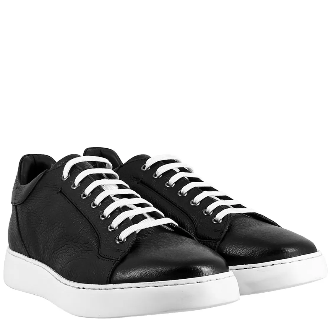 Hot Leonardo Shoes Sneaker Colore Elegante Da Uomo In Pelle Liscia Nero