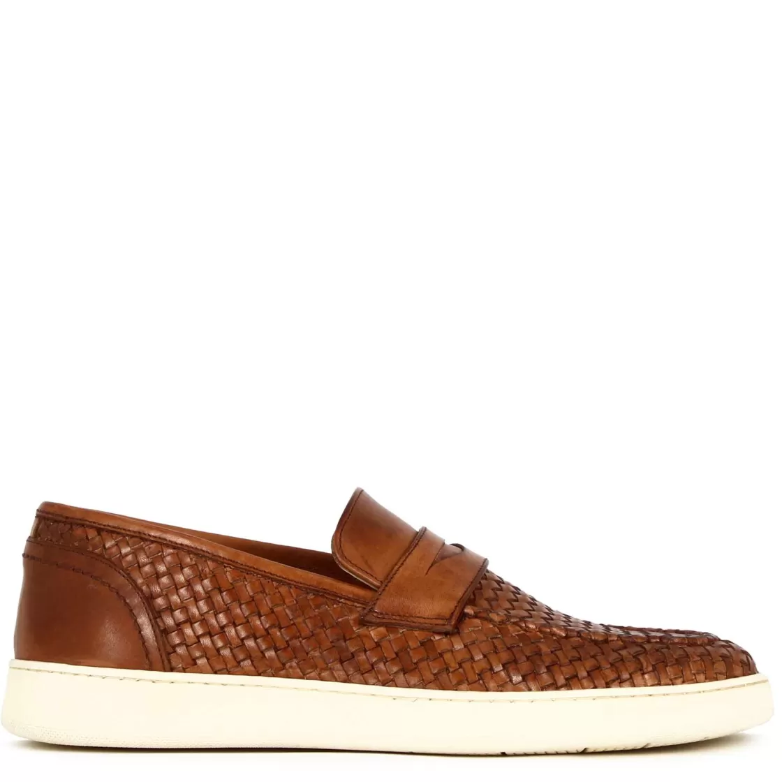 New Leonardo Shoes Sneaker Da Uomo Fatta A Mano In Pelle Intrecciata Colore Marrone