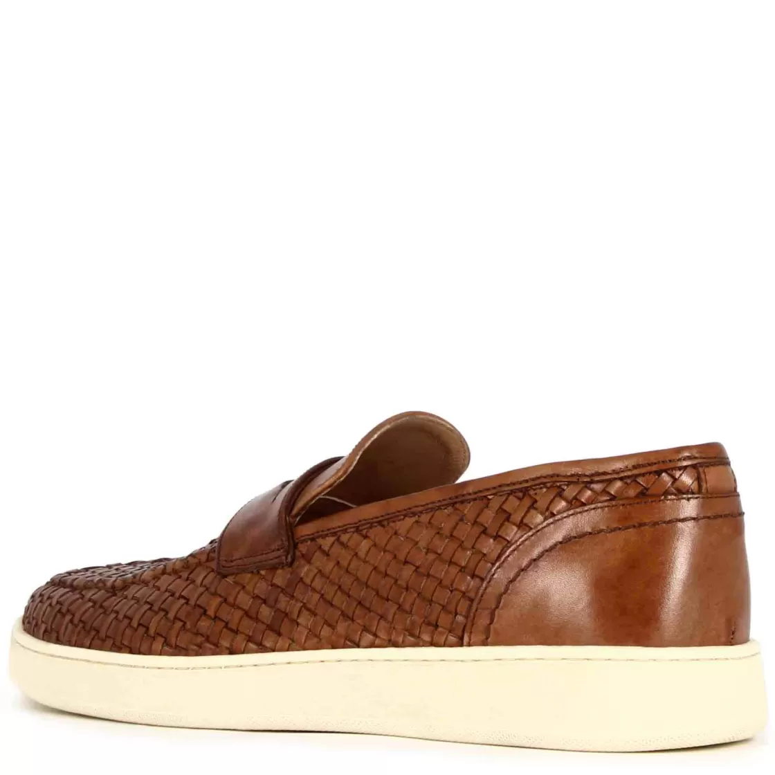 New Leonardo Shoes Sneaker Da Uomo Fatta A Mano In Pelle Intrecciata Colore Marrone