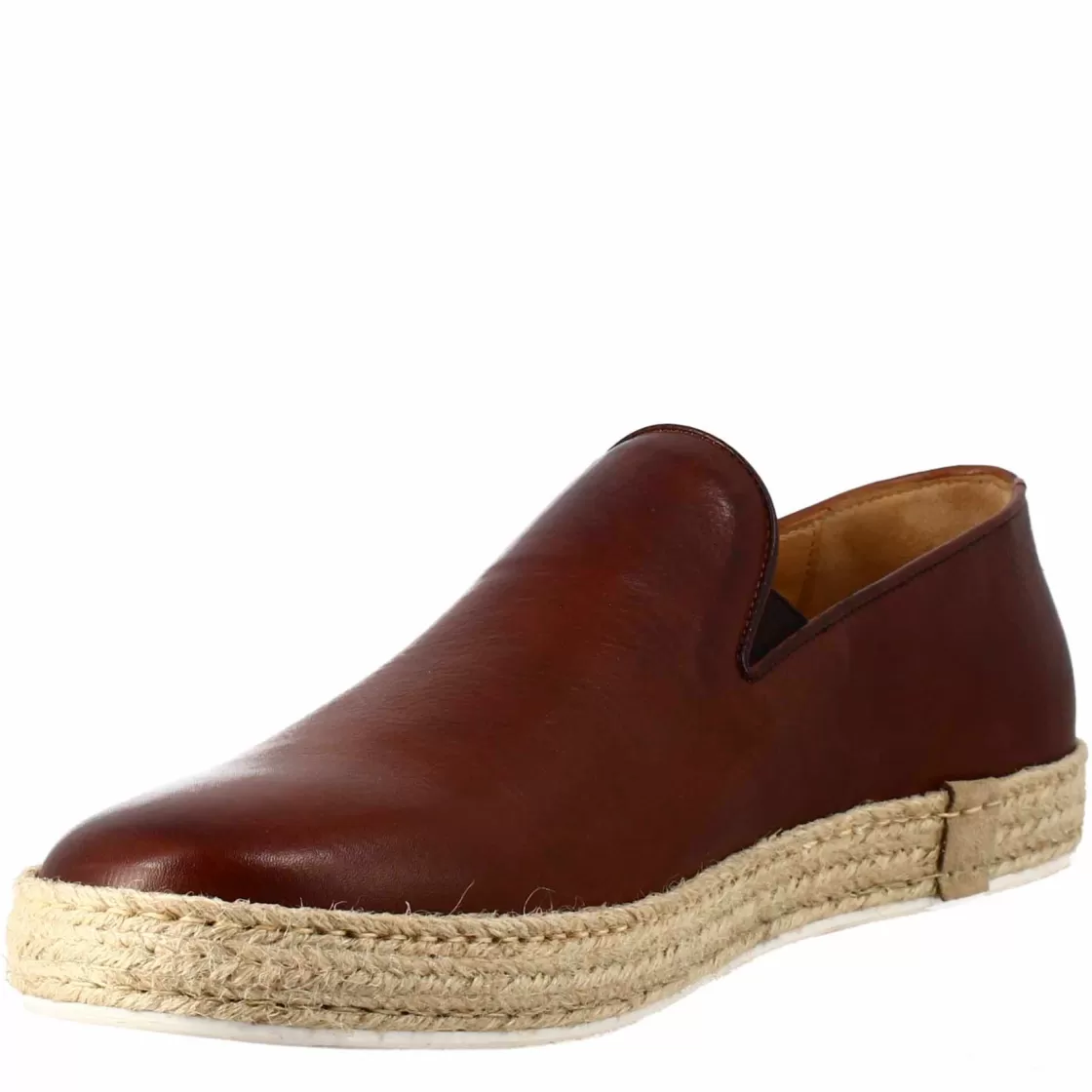 Flash Sale Leonardo Shoes Sneaker Brandy Elegante Da Uomo In Pelle Liscia Marrone