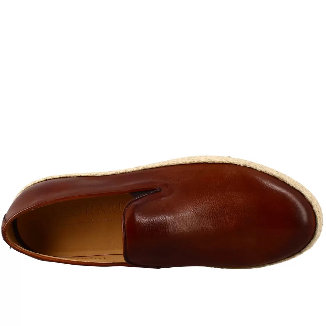 Flash Sale Leonardo Shoes Sneaker Brandy Elegante Da Uomo In Pelle Liscia Marrone