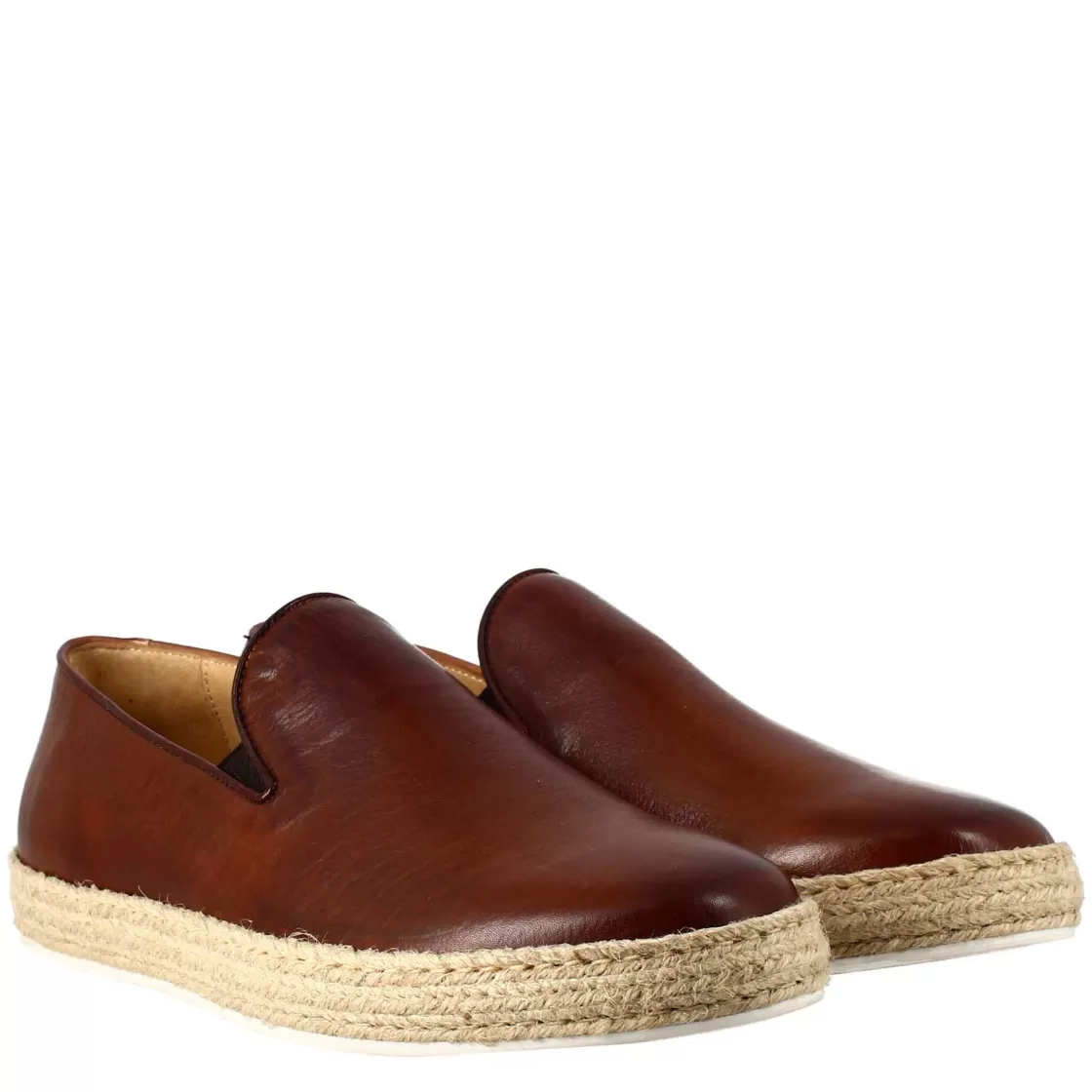 Flash Sale Leonardo Shoes Sneaker Brandy Elegante Da Uomo In Pelle Liscia Marrone