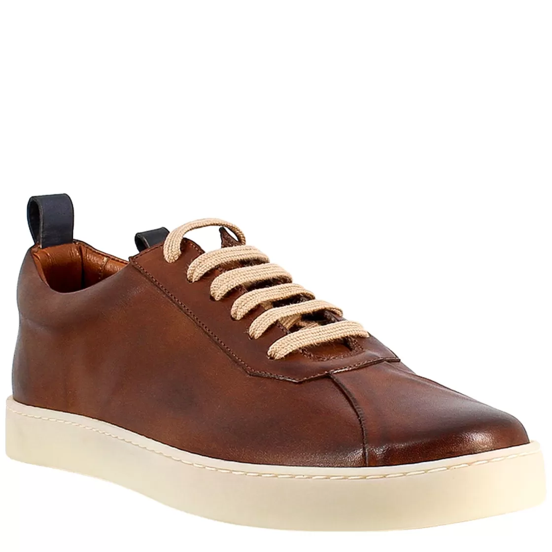 Best Leonardo Shoes Sneaker E Blu Elegante Da Uomo In Pelle Liscia Marrone