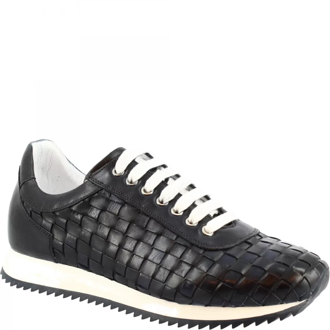 Cheap Leonardo Shoes Sneakers Casual Da Uomo Fatte A Mano In Pelle Intrecciata Blu