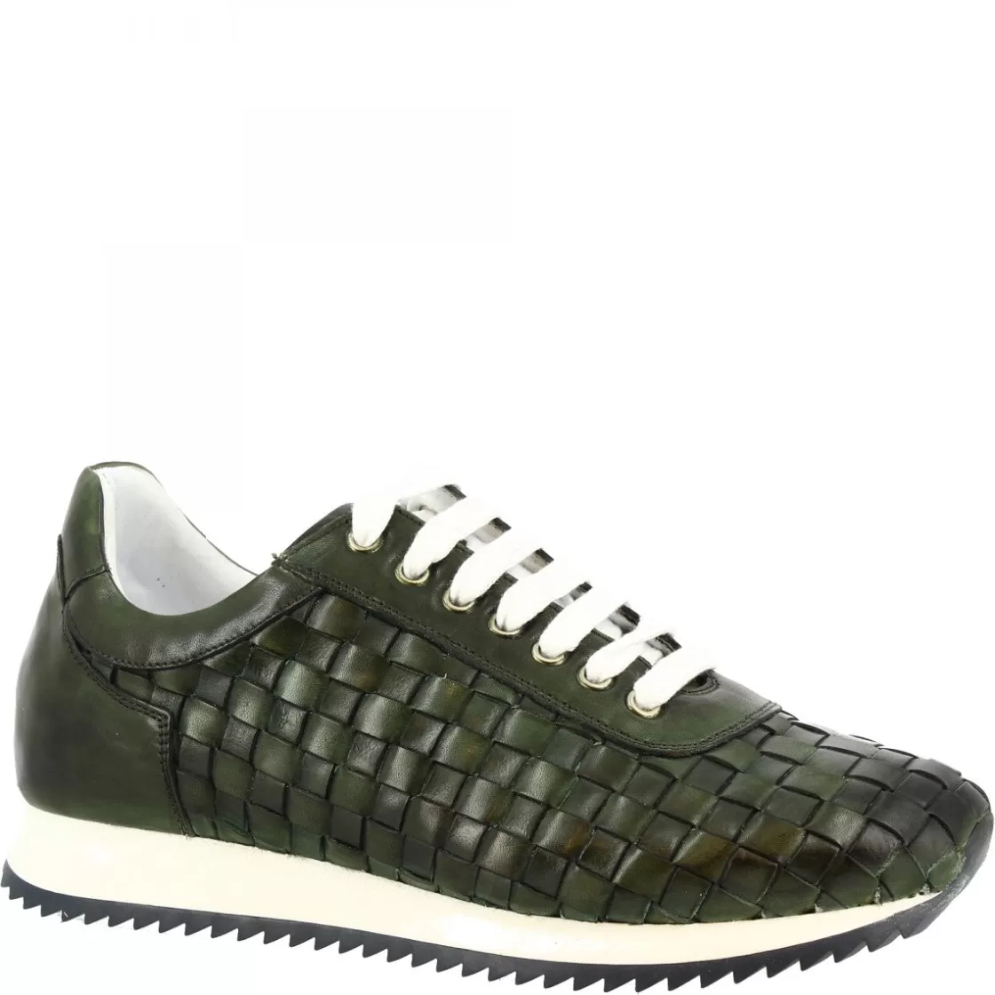 Best Leonardo Shoes Sneakers Casual Da Uomo Fatte A Mano In Pelle Intrecciata Verde