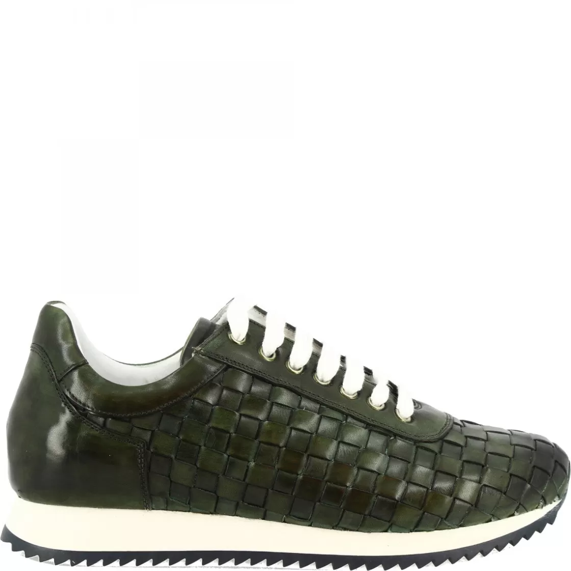 Best Leonardo Shoes Sneakers Casual Da Uomo Fatte A Mano In Pelle Intrecciata Verde