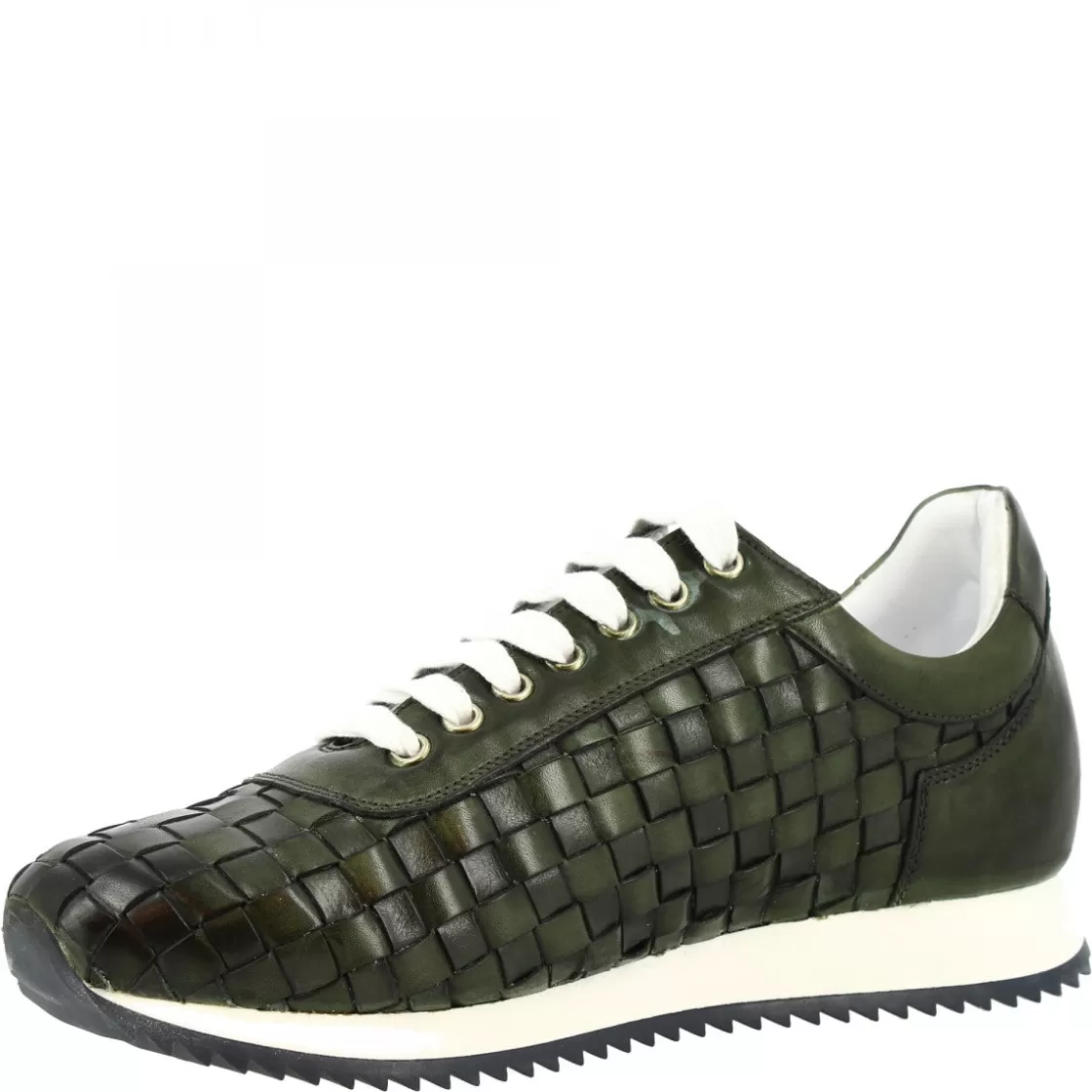 Best Leonardo Shoes Sneakers Casual Da Uomo Fatte A Mano In Pelle Intrecciata Verde