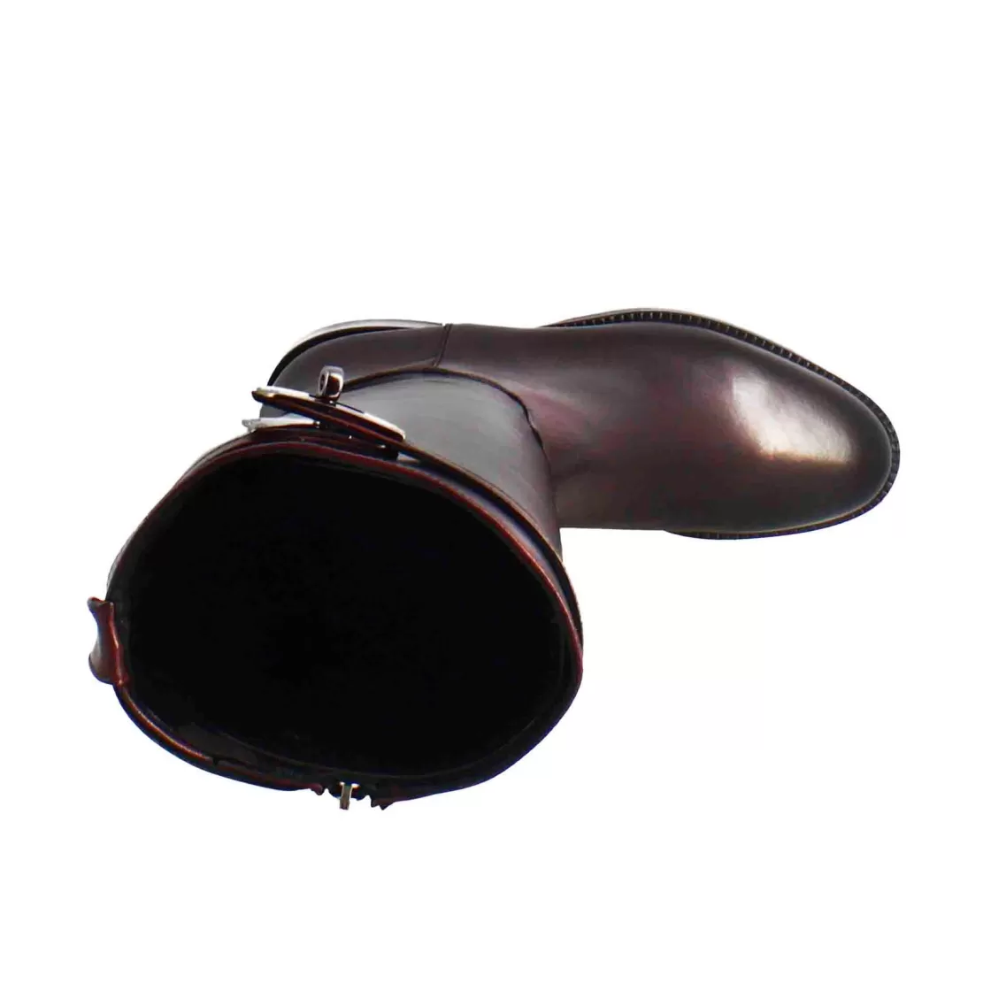 Discount Leonardo Shoes Stivale Al Ginocchio Da Donna Liscio Con Tacco Basso In Pelle Colore Bordeaux