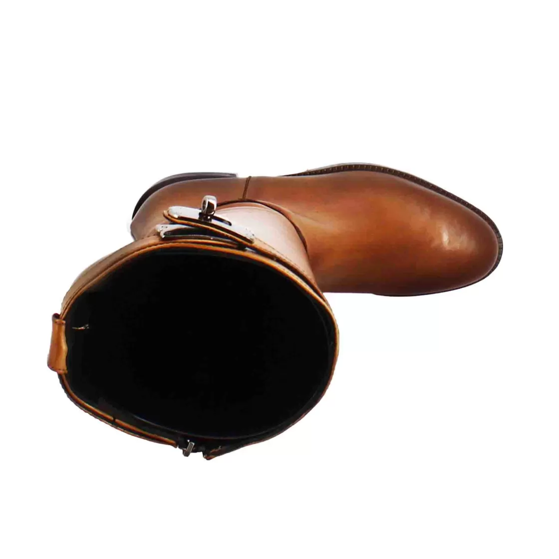 Hot Leonardo Shoes Stivale Al Ginocchio Da Donna Liscio Con Tacco Basso In Pelle Colore Tabacco Marrone