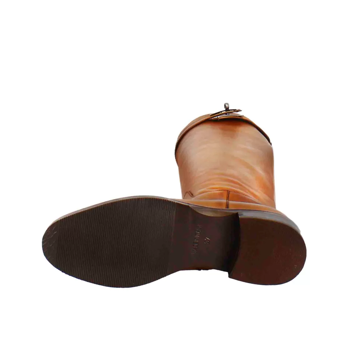 Hot Leonardo Shoes Stivale Al Ginocchio Da Donna Liscio Con Tacco Basso In Pelle Colore Tabacco Marrone