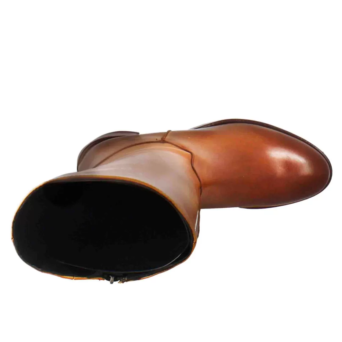 Store Leonardo Shoes Stivale Al Ginocchio Da Donna Liscio Con Tacco Medio In Pelle Marrone