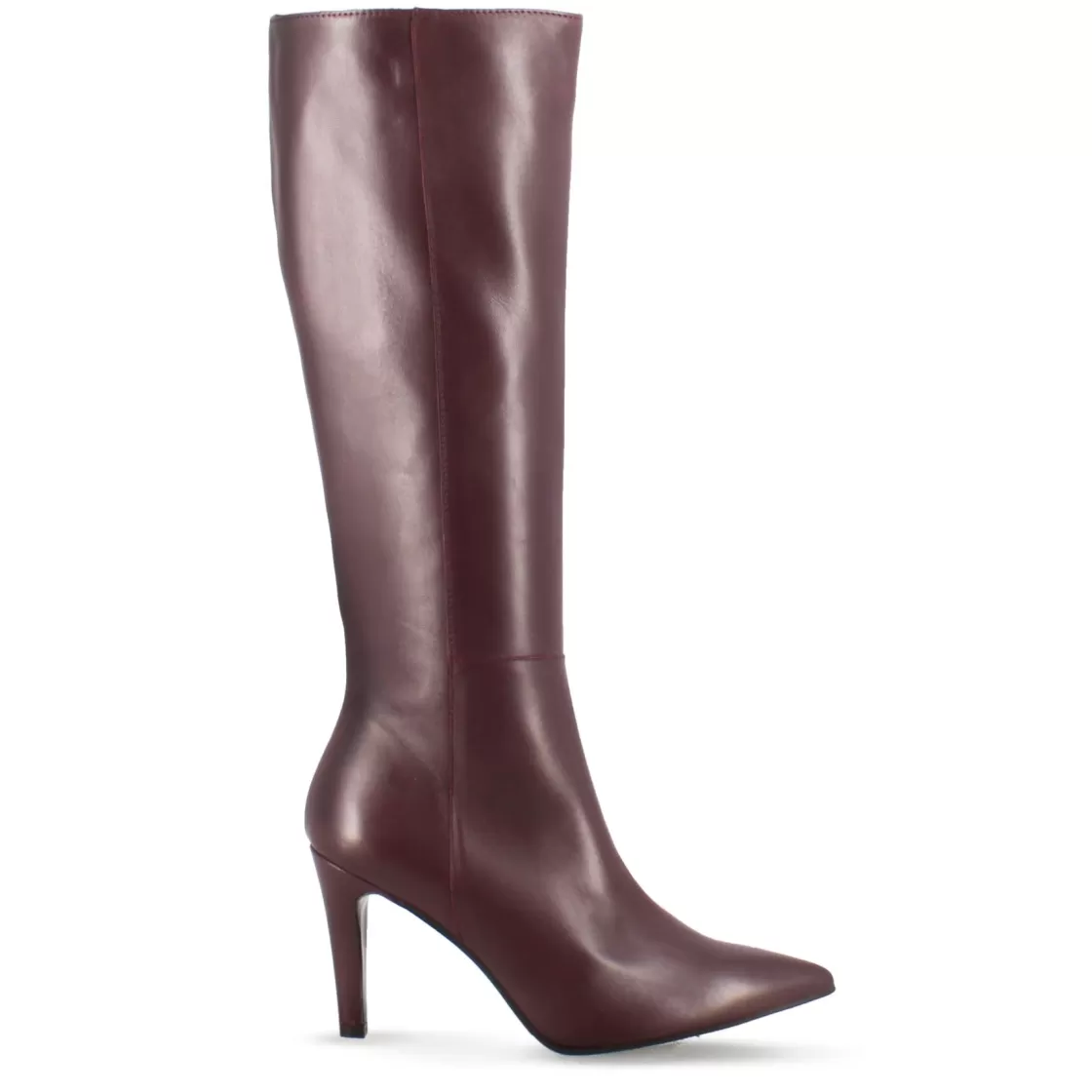 Shop Leonardo Shoes Stivale Alto A Punta Da Donna In Pelle Colore Fatto A Mano Bordeaux