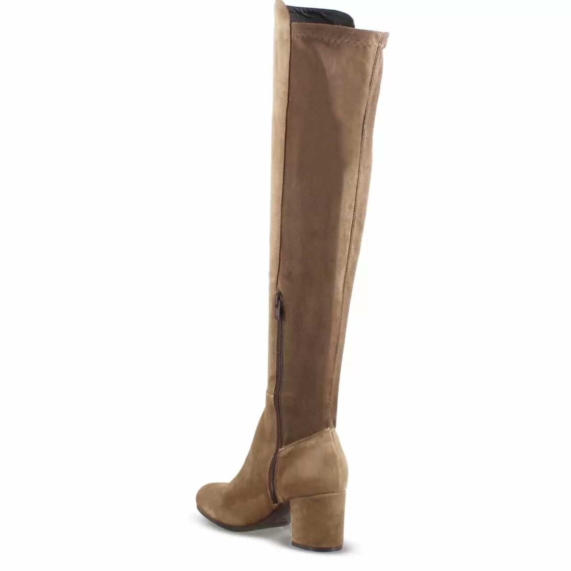 Fashion Leonardo Shoes Stivale Alto Da Donna In Pelle Scamosciata Gambale Morbido Marrone Chiaro