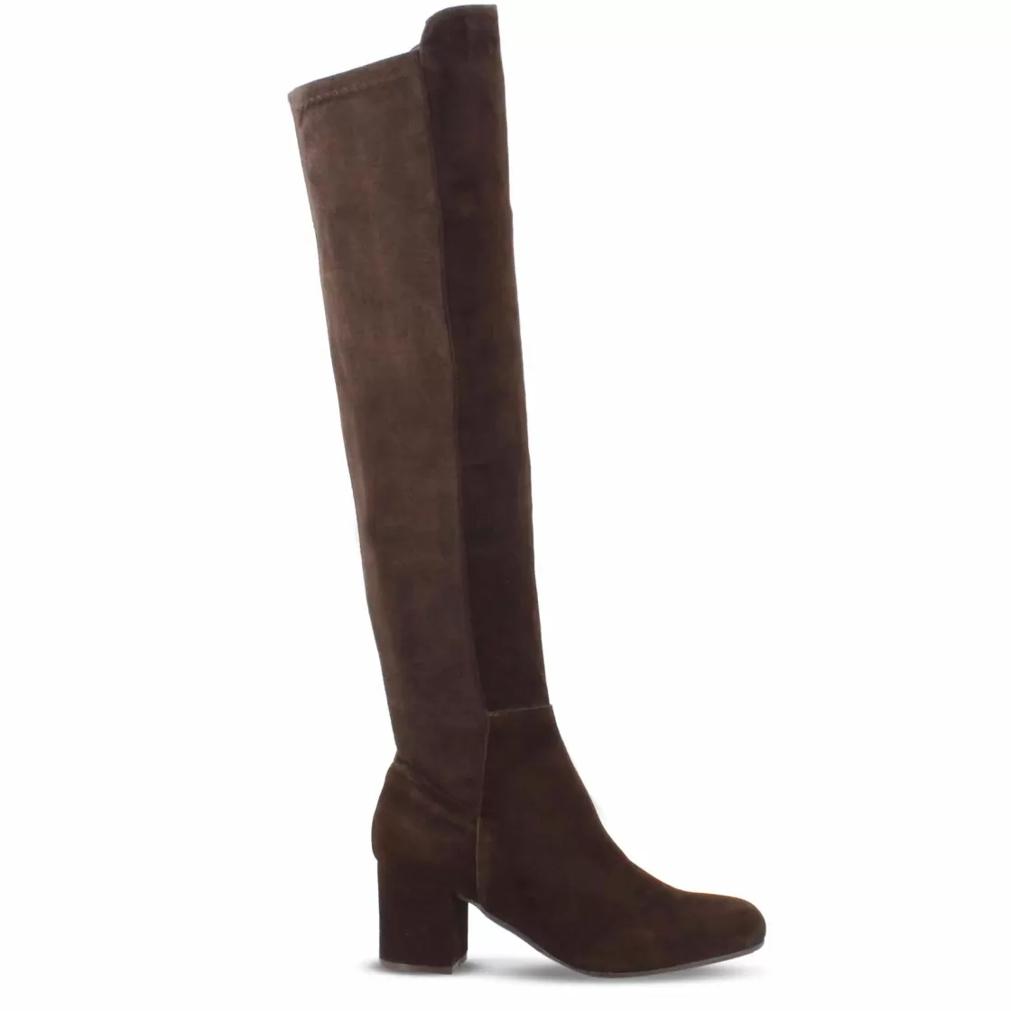 Store Leonardo Shoes Stivale Alto Da Donna In Pelle Scamosciata Scuro Gambale Morbido Marrone