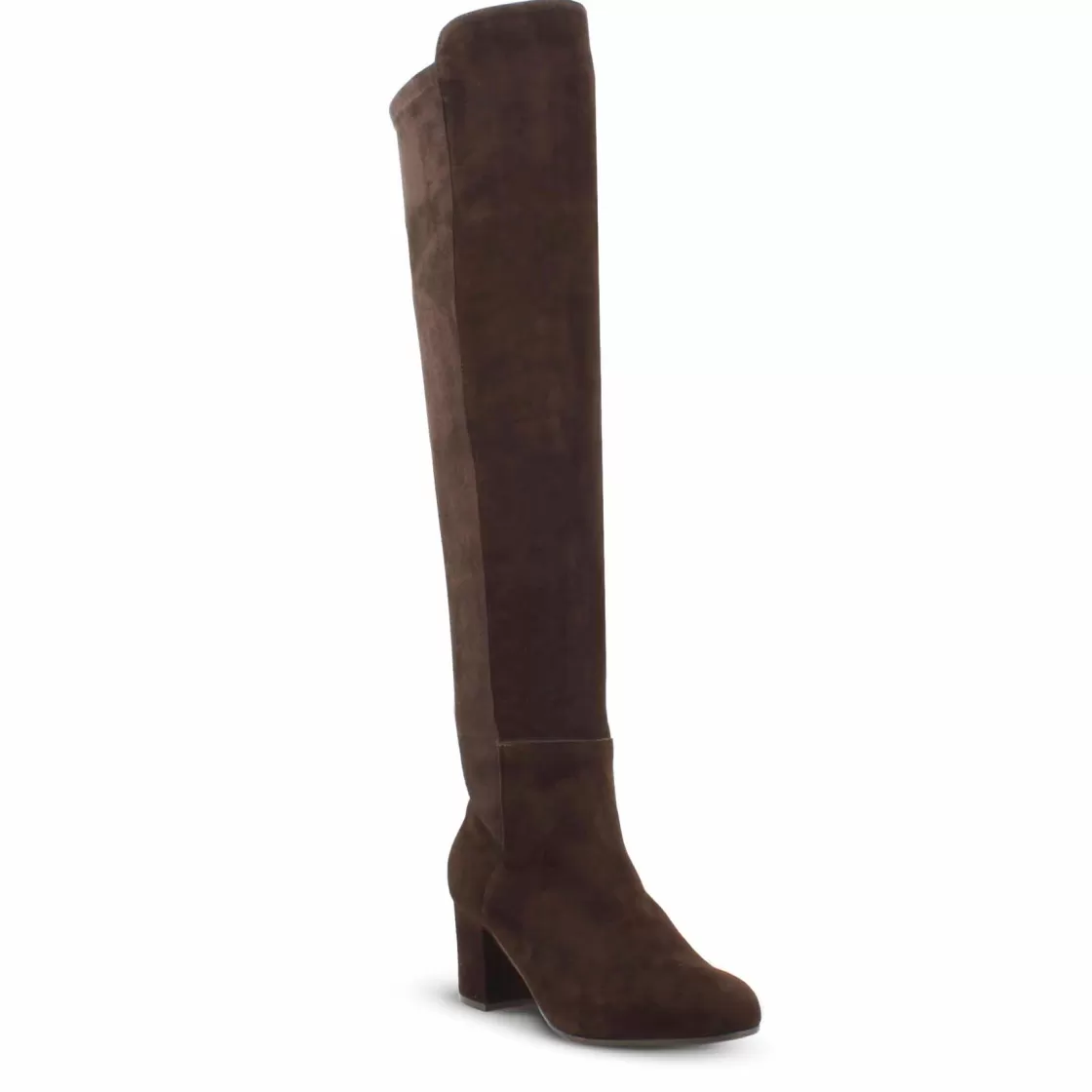 Store Leonardo Shoes Stivale Alto Da Donna In Pelle Scamosciata Scuro Gambale Morbido Marrone