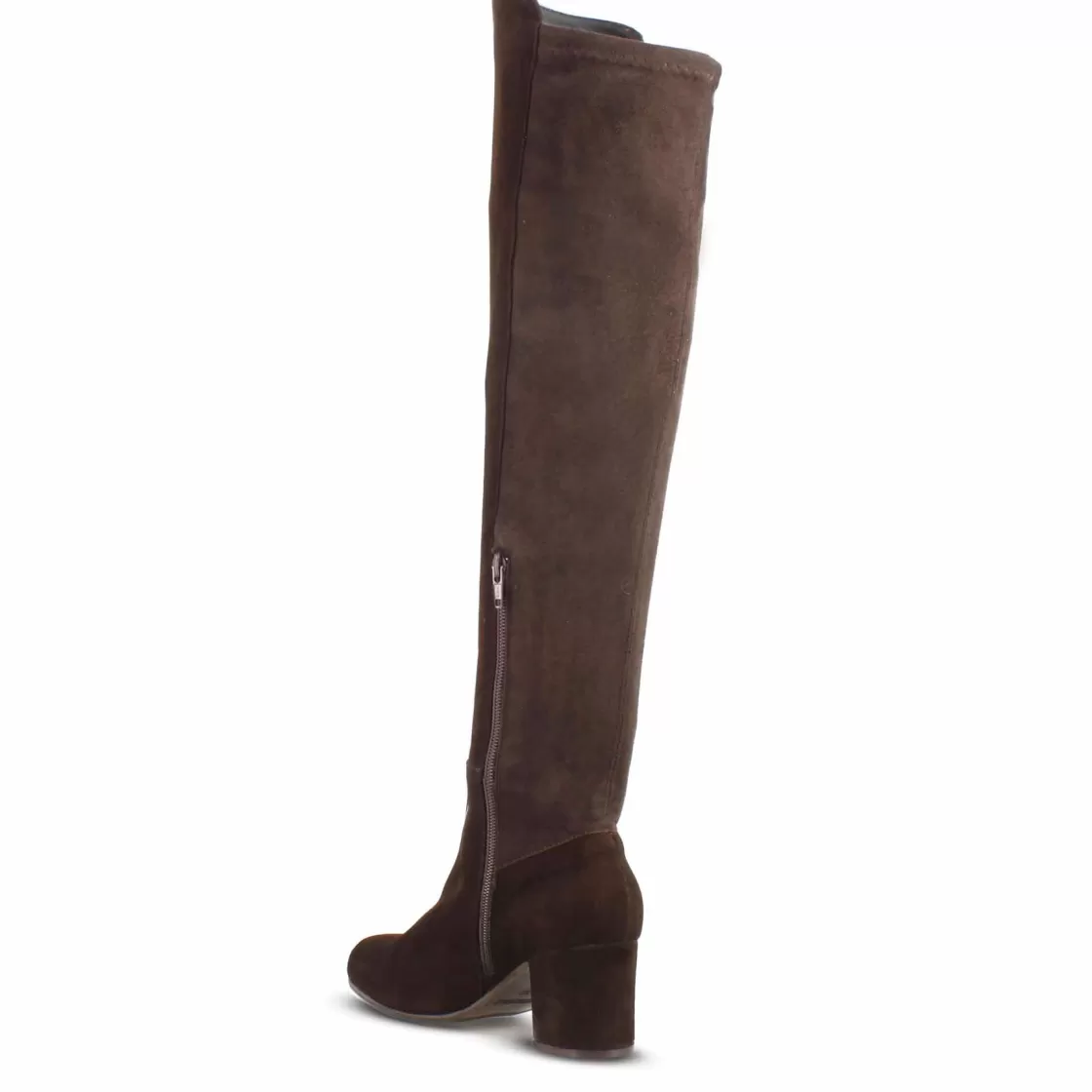 Store Leonardo Shoes Stivale Alto Da Donna In Pelle Scamosciata Scuro Gambale Morbido Marrone