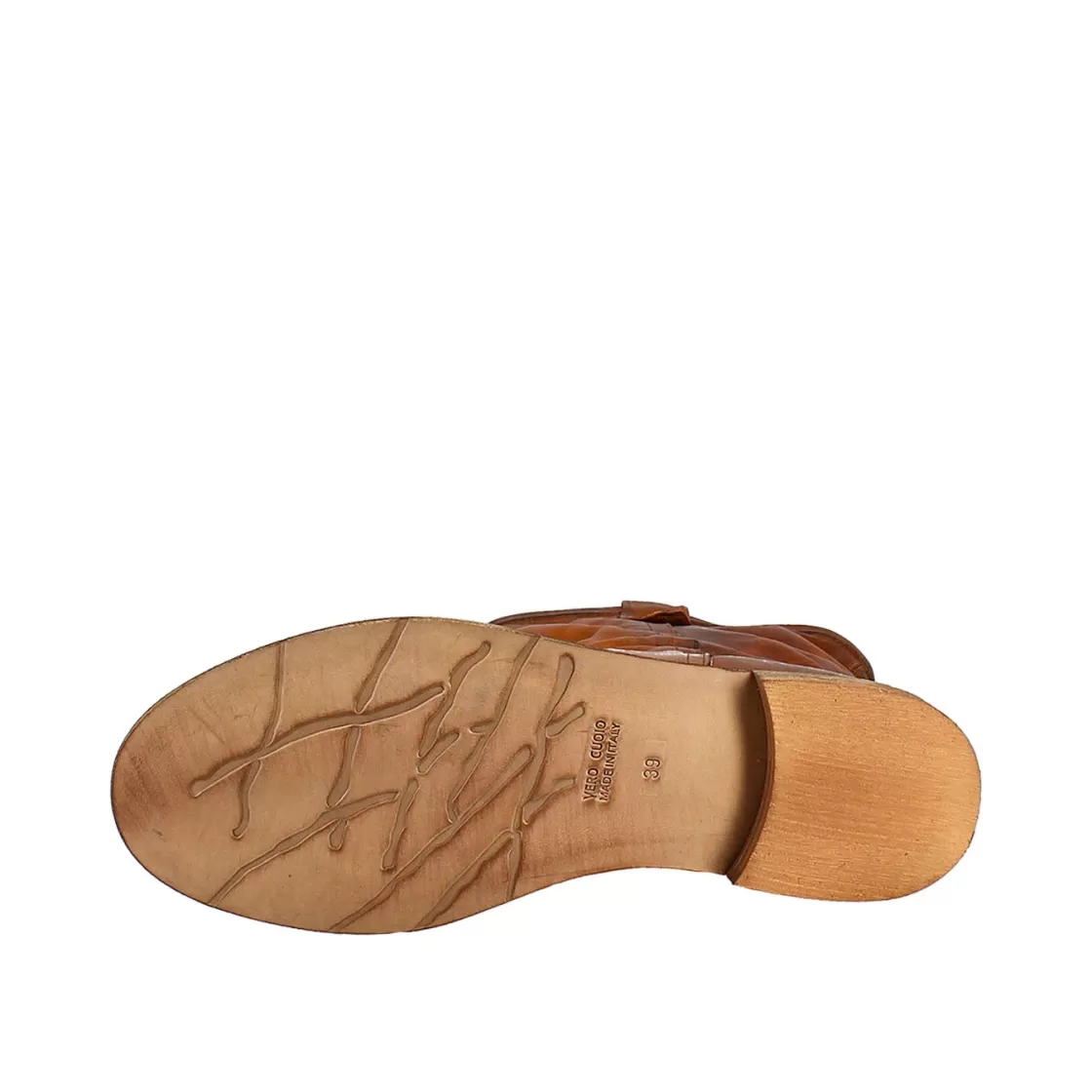 Cheap Leonardo Shoes Stivale Da Donna Altezza Polpaccio In Pelle Vintage Colore Cuoio Sfoderato Marrone Chiaro