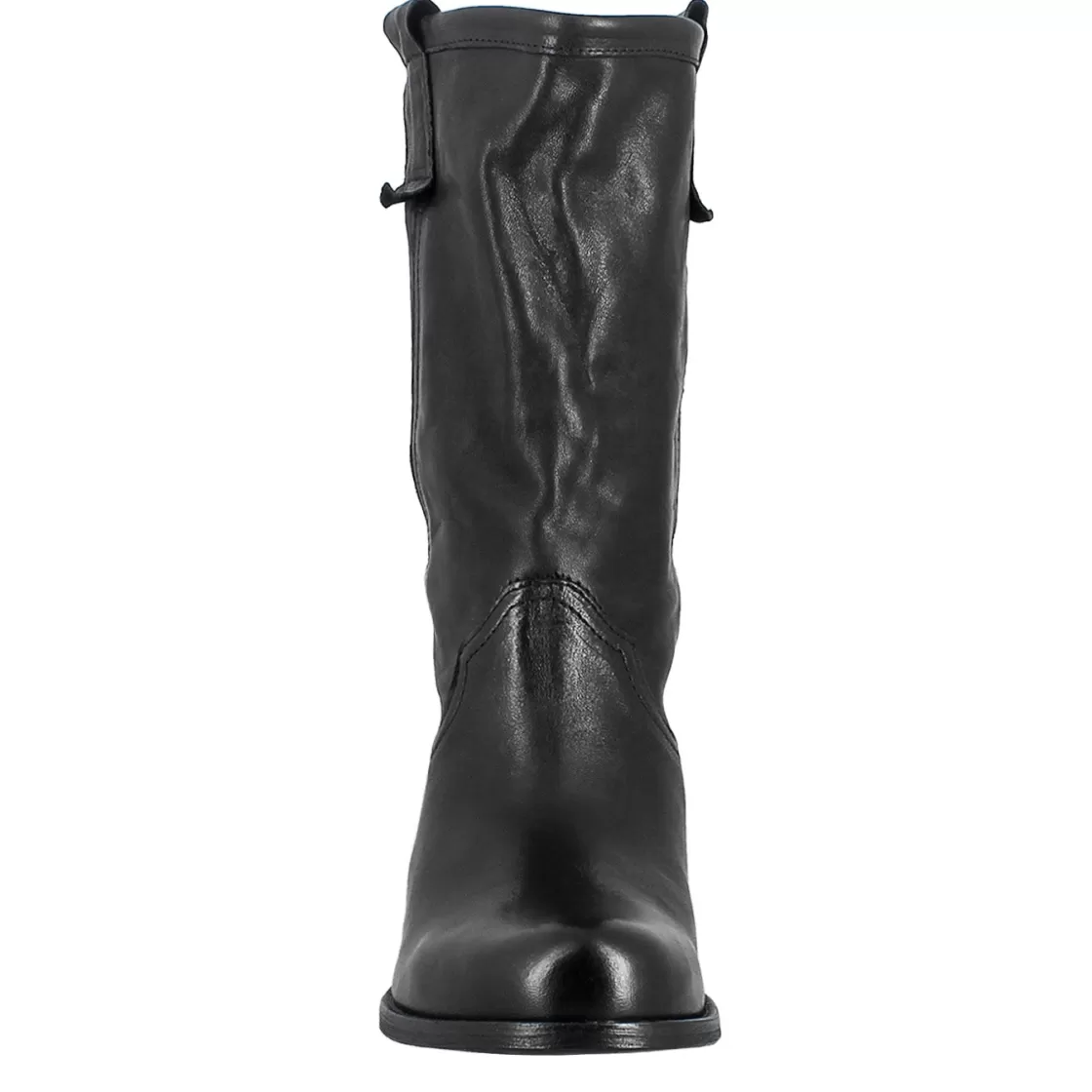 Sale Leonardo Shoes Stivale Da Donna Altezza Polpaccio In Pelle Vintage Colore Sfoderato Nero