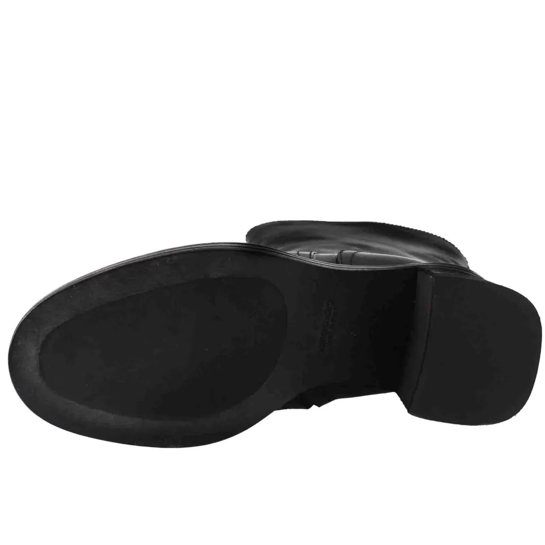 Outlet Leonardo Shoes Stivale Diver Altezza Polpaccio Da Donna Con Tacco In Pelle Lavata Color Nero