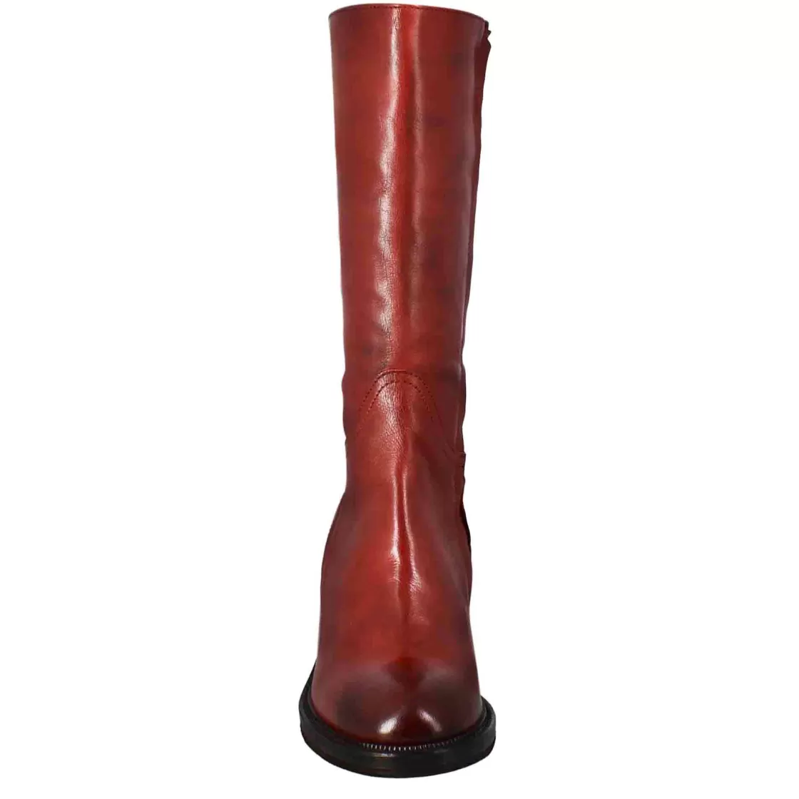 Store Leonardo Shoes Stivale Diver Altezza Polpaccio Da Donna Con Tacco In Pelle Lavata Colore Rosso