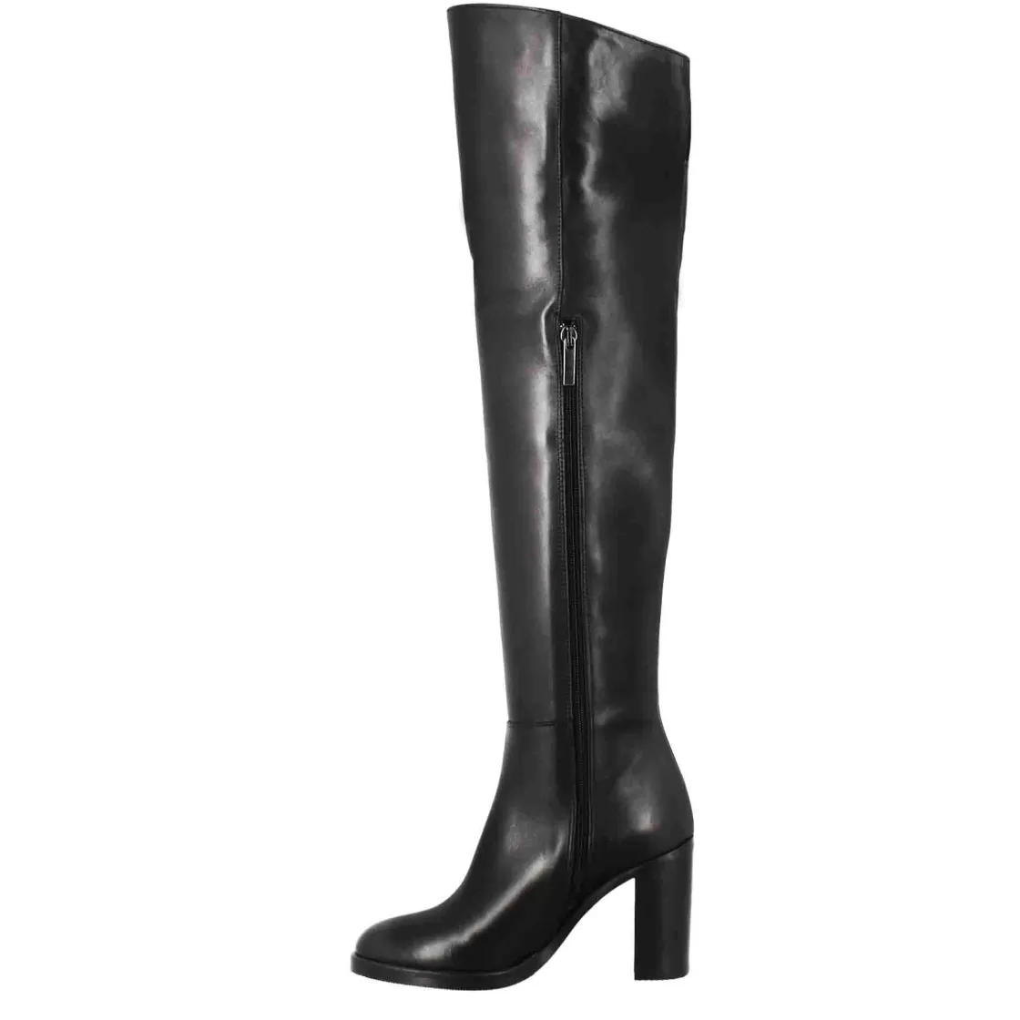 Store Leonardo Shoes Stivale Sopra Il Ginocchio Da Donna Con Tacco Alto In Pelle Colore Nero