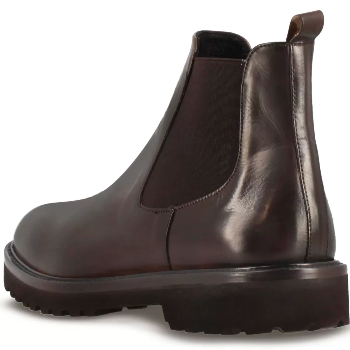 Shop Leonardo Shoes Stivaletti Chelsea Da Uomo Pelle Con Suola Carrarmato Marrone Scuro