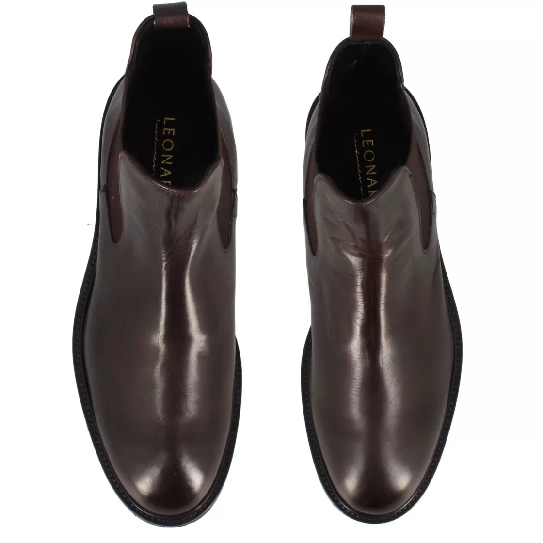 Shop Leonardo Shoes Stivaletti Chelsea Da Uomo Pelle Con Suola Carrarmato Marrone Scuro