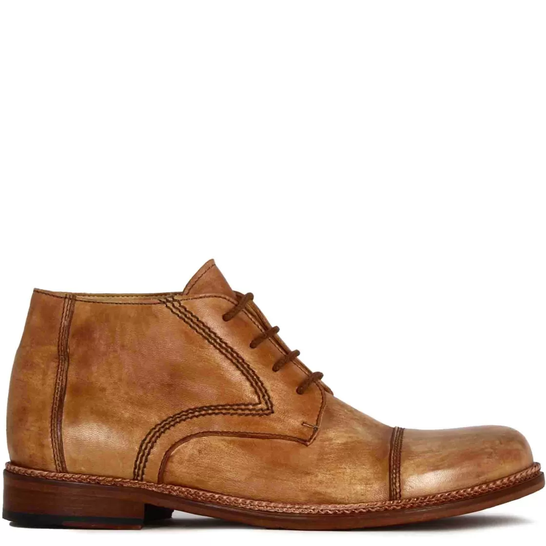 Cheap Leonardo Shoes Stivaletti Da Uomo Allacciati In Pelle Colore Beige